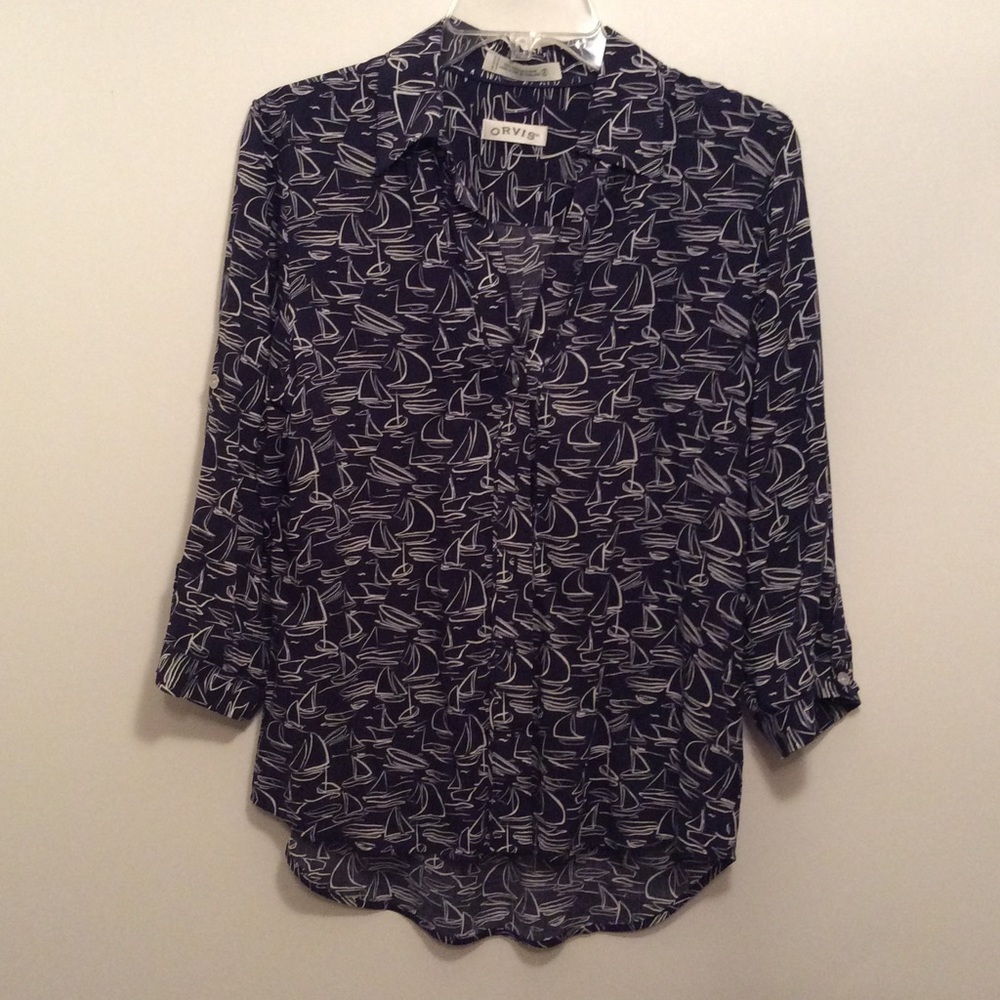 Orvis Sail Boat Print Blouse